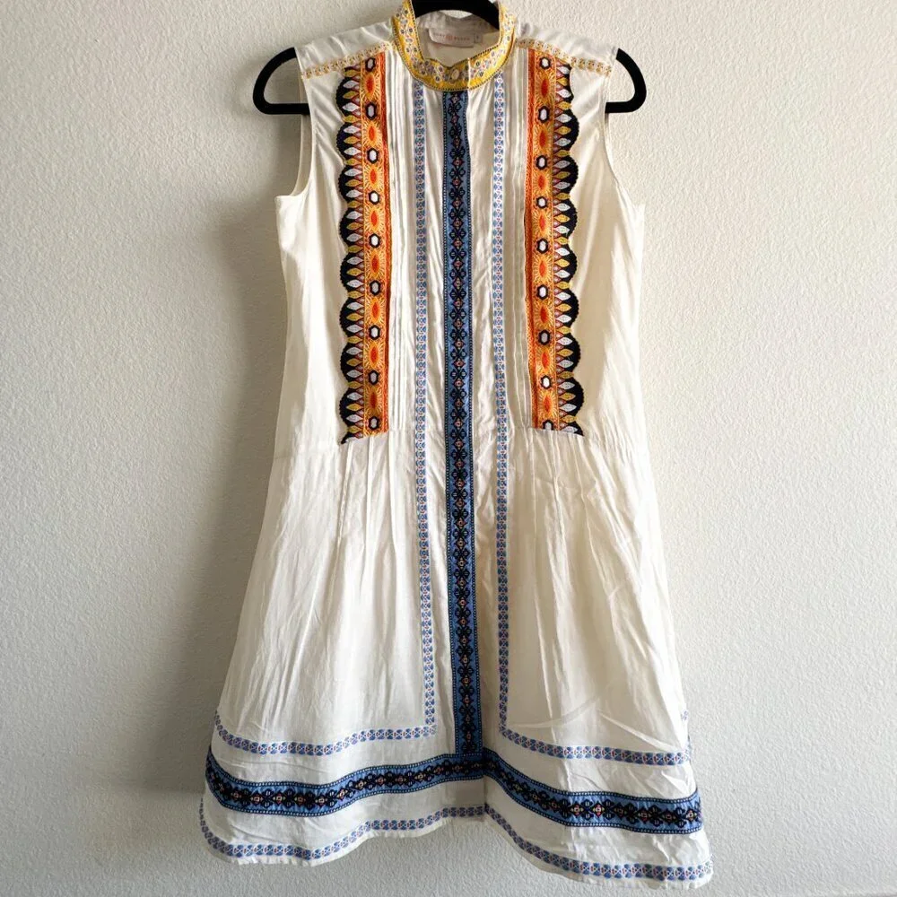Tory Burch Embroidered Adriana Fit & Flare Dress Size 2 - Picture 5 of 15